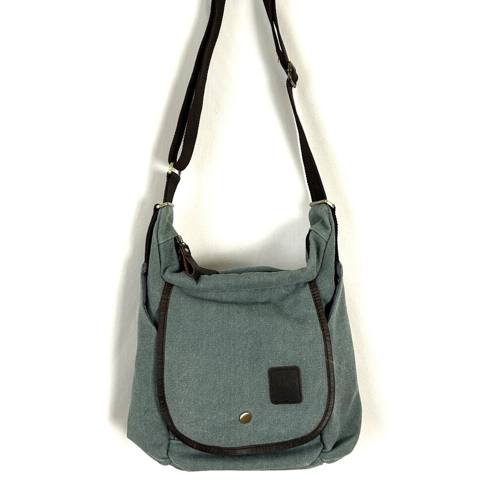 Yager Canvas Crossbody Aqua Brown Bag